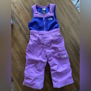North Face 2T Girls Snow Bibs Purple